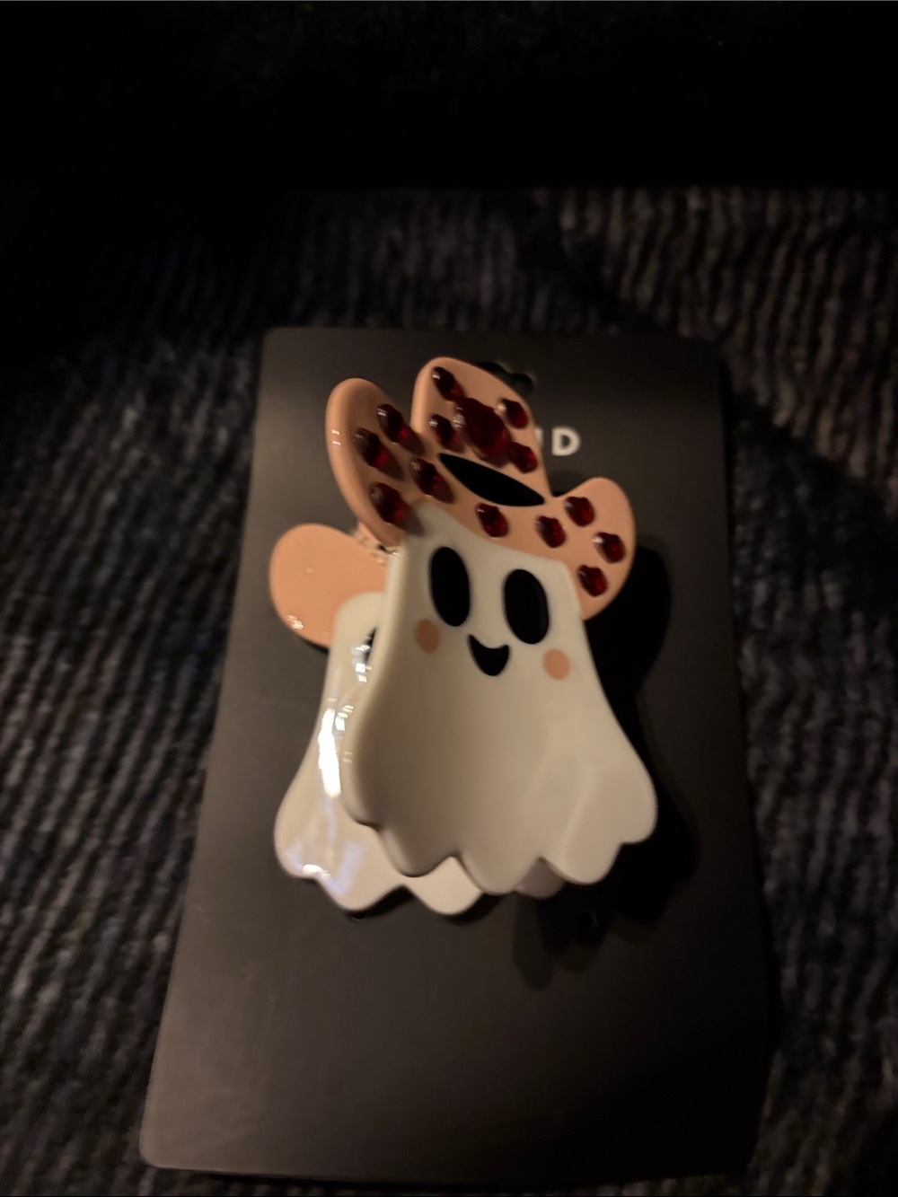 Cute Torrid Pink & White Ghost Hair Clip With Cowboy Hat